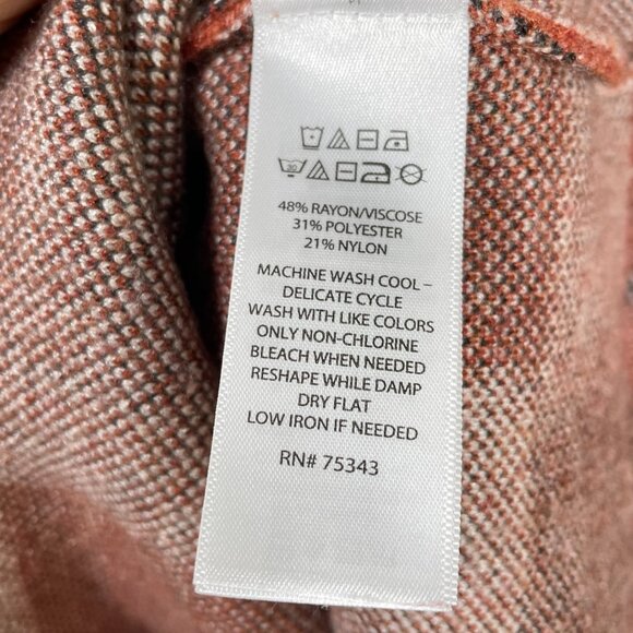 Rachel Zoe Plaid Mock Neck Sweater Rust Ivory Long Sleeve Women’s Medium Twee - Picture 10 of 12